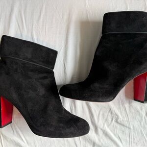 Christian Louboutin Black Suede Heeled Boots